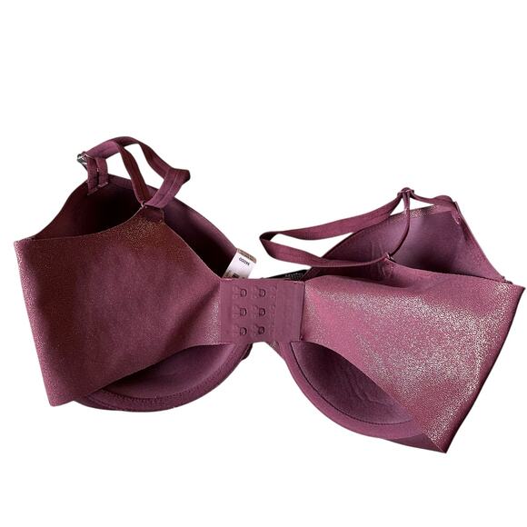VS Victoria's Secret Burgundy Gold Metallic Lined Demi Bra Women's Size 34DDD - Picture 4 of 8